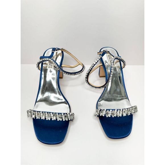 Badgley Mischka Sandals Size 9.5 Blue Marilee Open Toe Embellished Heels - Picture 5 of 14